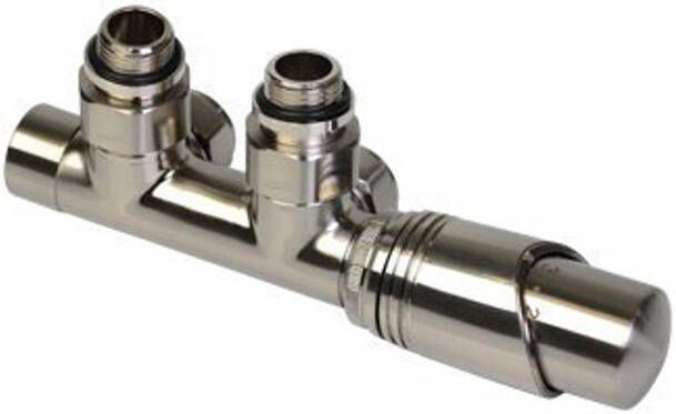 Plieger Design Onderblok Set Radiator Como Haaks Inclusief Koppeling 15 en 16 mm RVS