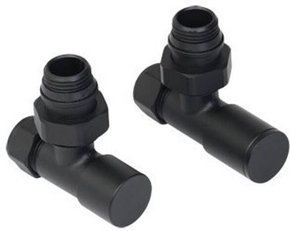 Plieger Comodesign radiator aansluitset haaksincl. koppeling 15 en 16mmmet handbediende knopmat zwart 12-0036