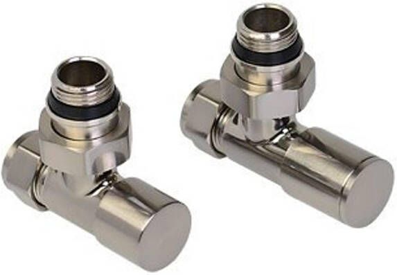 Plieger Comodesign radiator aansluitset haaksincl. koppeling 15 en 16mmmet handbediende knopRVS-look 12-0033