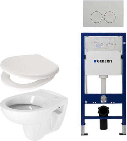 Plieger Compact toiletset compleet met inbouwreservoir compacte toiletpot wit zitting en bedieningsplaat chroom 0701174 0260486 0701181 sw87533