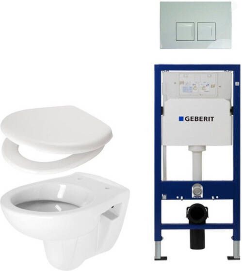 Plieger Compact toiletset compleet met inbouwreservoir compacte toiletpot wit zitting en bedieningsplaat Delta 50 wit 0701174 0260486 0701182 sw87533