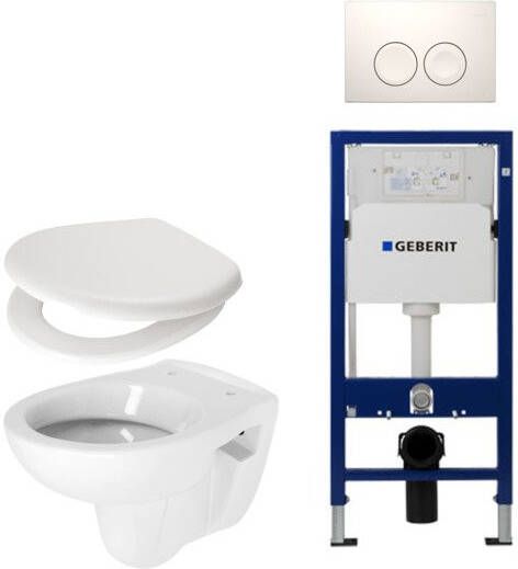 Plieger Compact toiletset compleet met inbouwreservoir compacte toiletpot wit zitting en bedieningsplaat wit SW730486 0701174 0260486 sw87533