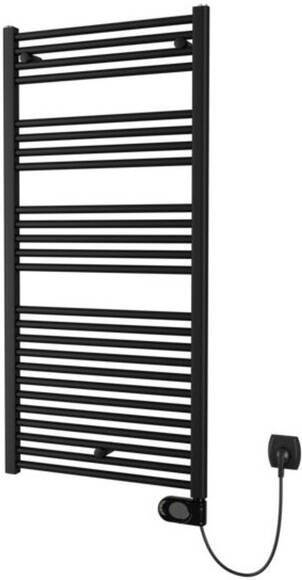 Plieger Elba Electrical Elektrische Designradiator 126.2x50cm met thermostaat 500w mat zwart 1550005