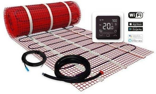 Plieger Heat elektrische vloerverwarmingsmat wifi thermostaat 50x300cm 1.5m2 225W rood 220311