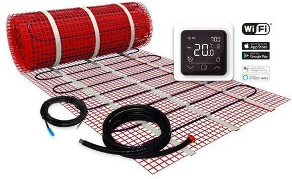 Plieger Heat elektrische vloerverwarmingsmat wifi thermostaat 50x500cm 2.5m2 375W rood 220511