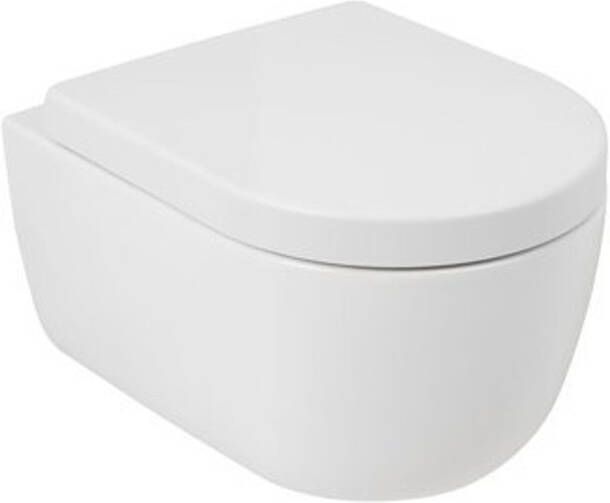 Plieger Kansaswandclosetpack Compact m. wandcloset diepspoel Rimless36x49cmm. closetzitting m. softclose en lift-offmat wit KANSAS PACK MATT WHITE COMPACT