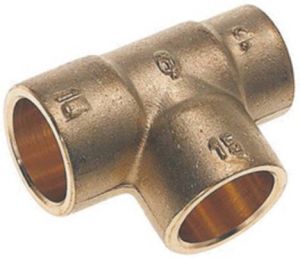 Bonfix Messing verloop T stuk capillair 28x28x22mm Gastec Kiwa 82380