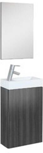 Plieger Senza toiletmeubel met 1 deur met spiegel 40cm met omkeerbare keramische wastafel antraciet Z91202