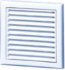 Plieger ventilatierooster kunststof met gaas af met 206x206mm wit 4414176