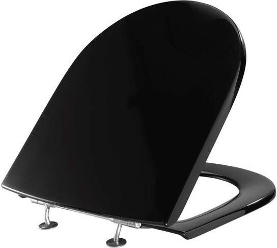 PRESSALIT Objecta D closetzitting met deksel en Polygiene. Voorzien van BR7 Uni-flex scharnier. Kleur: zwart
