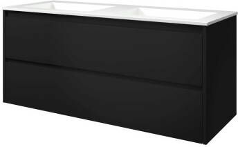 Proline polystone Elegant badmeubelset met wastafelonderkast met 2 lades en polystone wastafel zonder kraangat 120 x 54 5 x 46 cm mat zwart