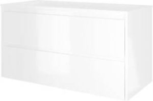 Proline Elegant badmeubel met polystone wastafel met 1 kraangat en onderkast symmetrisch Glans wit Glans wit 100x46cm (bxd)