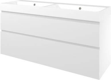Proline Polystone Loft badmeubelset met wastafelonderkast asymmetrisch met 2 laden en mat witte wastafel zonder kraangaten 140 x 46 x 62 cm mat zwart