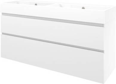 Proline Porselein Loft badmeubelset met wastafelonderkast asymmetrisch met 2 laden en glans witte wastafel zonder kraangaten 140 x 46 x 62 cm mat