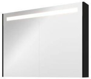 Proline Spiegelkast Premium met geintegreerde LED verlichting 2 deuren 100x14x74cm Mat zwart 1809456