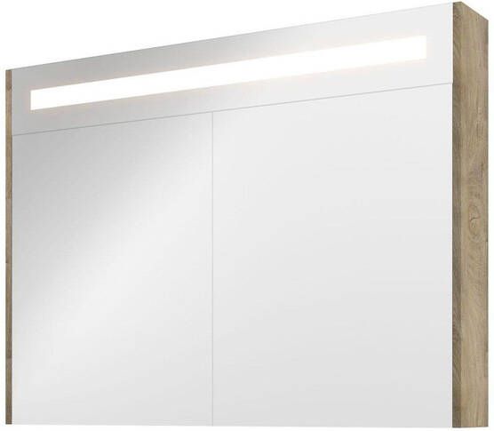 Proline Spiegelkast Premium met geintegreerde LED verlichting 2 deuren 100x14x74cm Raw oak 1809451