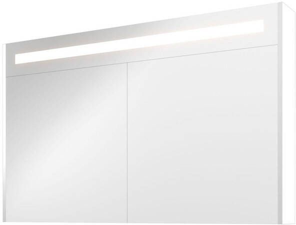 Proline Premium spiegelkast met spiegels aan binnen- en buitenzijde geïntegreerde LED-verlichting en 2 deuren 120 x 60 x 14 cm mat wit