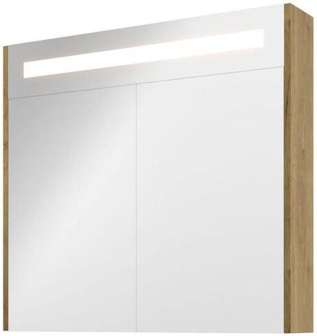 Proline Spiegelkast Premium met geintegreerde LED verlichting 2 deuren 80x14x74cm Ideal oak 1809402