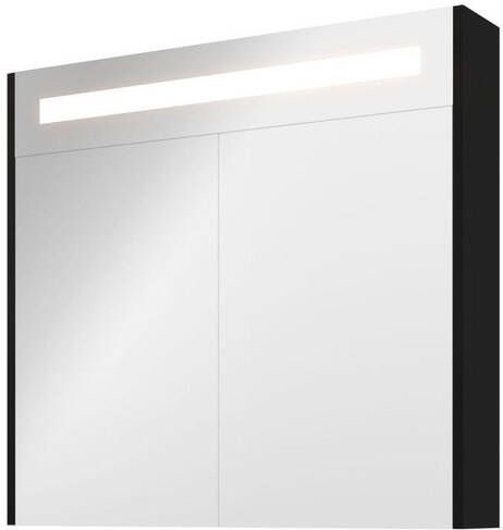 Proline Spiegelkast Premium met geintegreerde LED verlichting 2 deuren 80x14x74cm Mat zwart 1809406