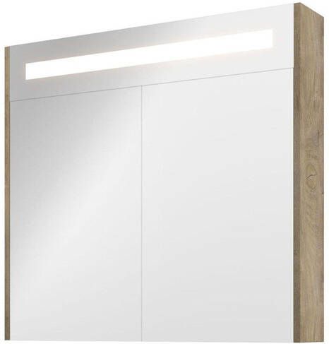 Proline Spiegelkast Premium met geintegreerde LED verlichting 2 deuren 80x14x74cm Raw oak 1809401