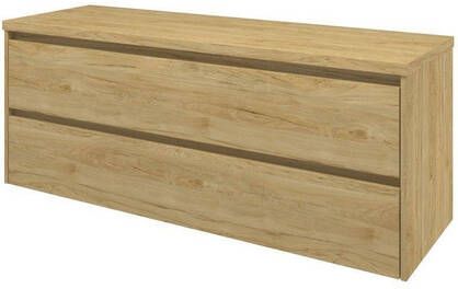 Proline Top wastafelonderkast met 2 laden symmetrisch en afdekplaat 140 x 46 x 52 cm ideal oak