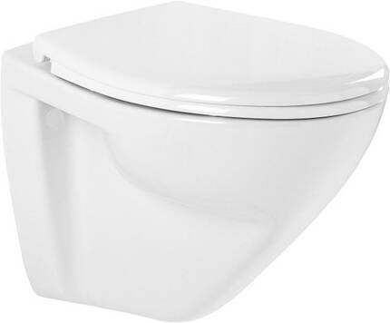 QeramiQ Cetus Confort Wandtoilet 52x36x43.5cm spoelrandloos verhoogd 6cm softclose en quickrelease zitting glans wit 110054004