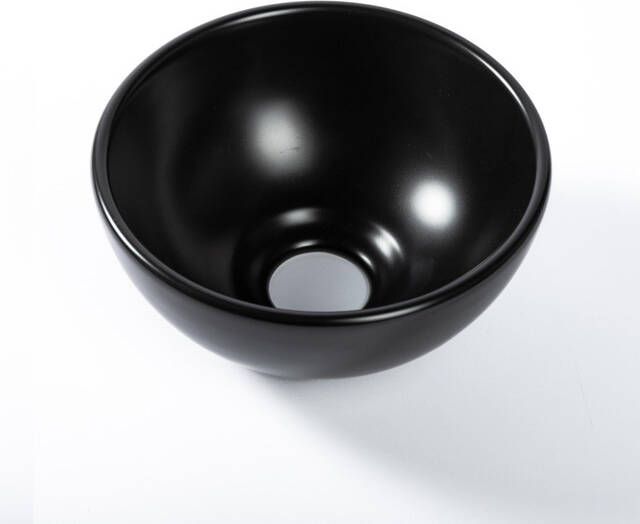 QeramiQ Dely Waskom 20x20x9cm keramiek rond mat zwart SW1102404