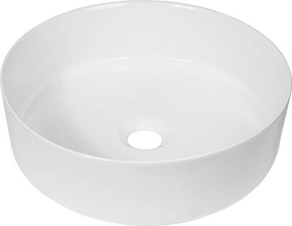 QeramiQ Dely waskom 36x36x12cm zonder overloop rond keramiek glans wit SW241491