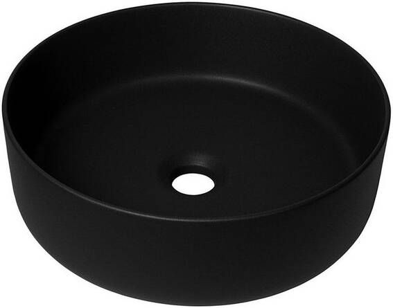 QeramiQ Dely waskom 36x36x12cm zonder overloop rond keramiek mat zwart SW1244988
