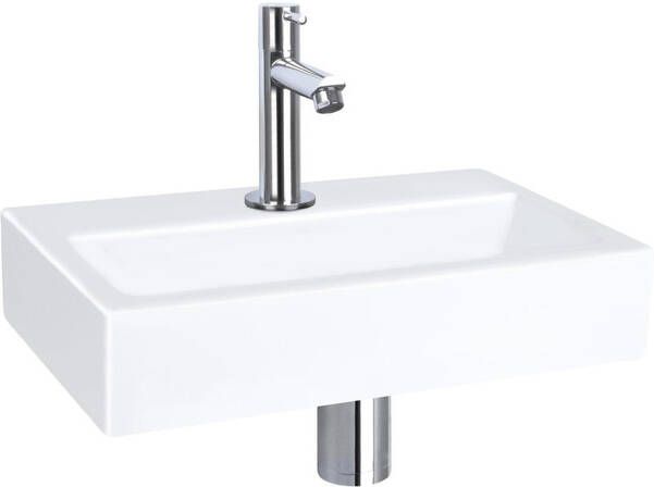 QeramiQ Fuente fonteinset 38x24cm 1 kraangat keramiek fonteinkraan chroom glans wit SW696234 SW696209 SW696219 SW21912