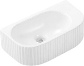 QeramiQ Blend Fontein 40x22x12cm Geribbeld halfrond zonder kraangat Keramiek Wit Glans SW1210754