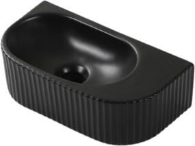 QeramiQ Blend Fontein 40x22x12cm Geribbeld halfrond zonder kraangat Keramiek Zwart mat SW1210756