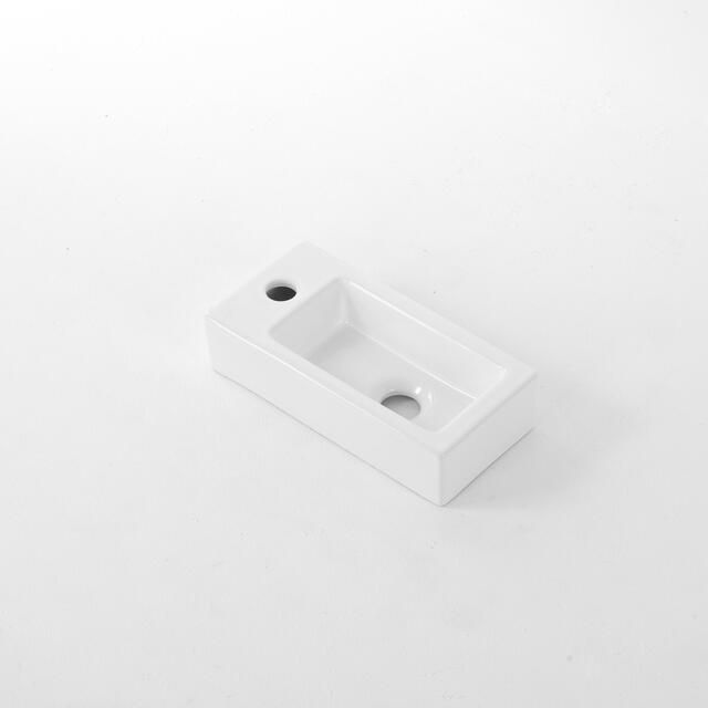 QeramiQ Dely Fontein 38x18.5x9cm keramiek kraangat links Glans wit E-8020L-GW