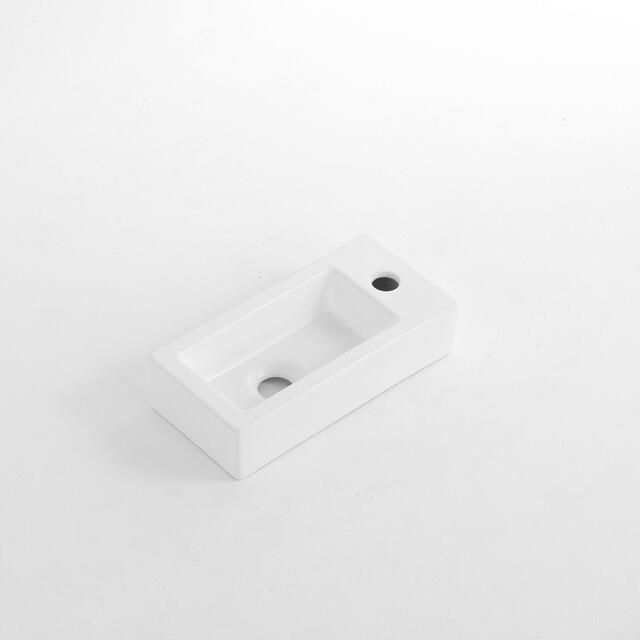 QeramiQ Dely Fontein 38x18.5x9cm keramiek kraangat rechts Mat wit E-8020R-MW