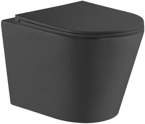 QeramiQ Dely Wandclosetset 36.3x51.7cm diepspoel rimless slim zitting mat zwart SW1026253 SW1000768
