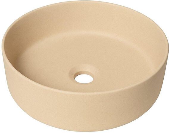 QeramiQ Dely waskom 36x36x12cm zonder overloop rond keramiek mat beige SW1244989