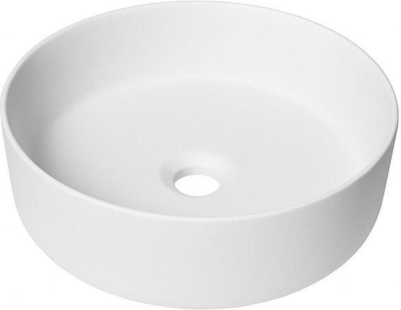 QeramiQ Dely waskom 36x36x12cm zonder overloop rond keramiek mat wit SW1244987