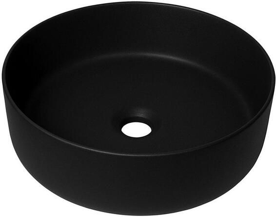 QeramiQ Dely waskom 36x36x12cm zonder overloop rond keramiek mat zwart SW1244988