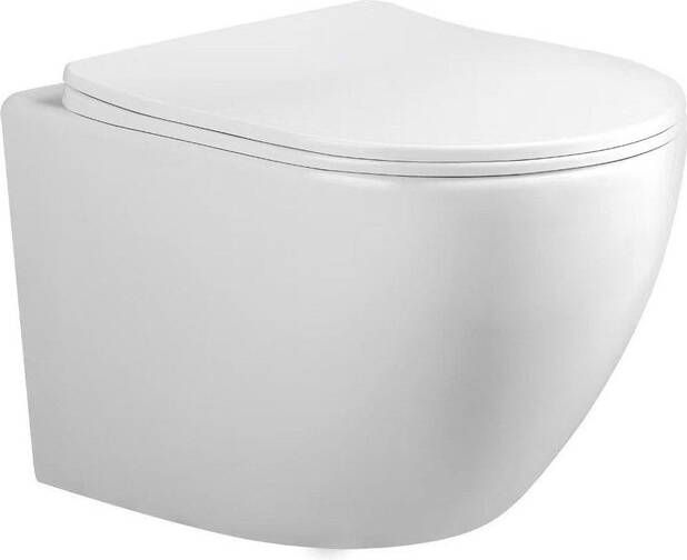 QeramiQ Salina 2.0 Compact wandcloset Spoelrandloos 48.5cm softclose zitting glans wit SW1247815