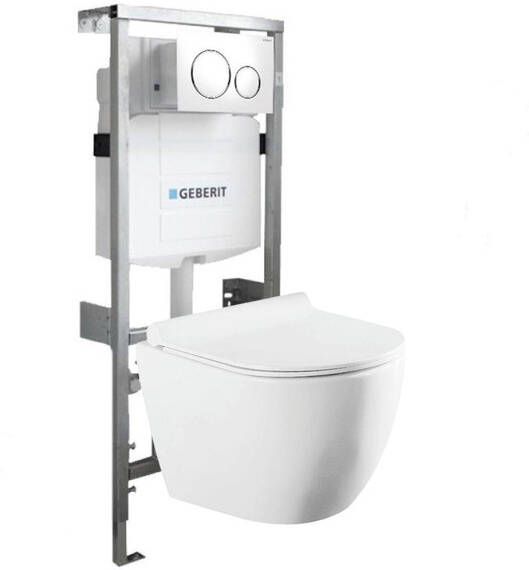 Geberit QeramiQ Salina Compact Toiletset -softclose zitting- bedieningsplaat Sigma20 wit glans 0701131 sw53743 sw258541