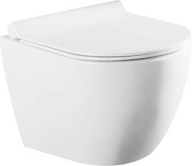 QeramiQ Salina Compact wandcloset Spoelrandloos 49cm softclose zitting wit 73173007