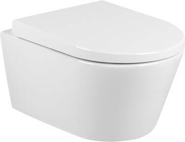 QeramiQ Urby Wandtoilet compact 48.3x35x33cm spoelrandloos met zitting glans wit sw1030602 sw439182