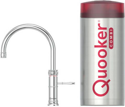 Quooker Classic Fusion Round kokendwaterkraan draaibare uitloop Combi+ reservoir Warm kokend water Chroom 22+CFRCHR