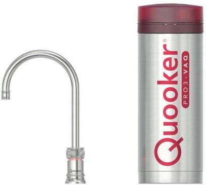 Quooker Classic Nordic Round kokendwaterkraan draaibare uitloop PRO3 reservoir Warm kokend water RVS 3CNRRVS