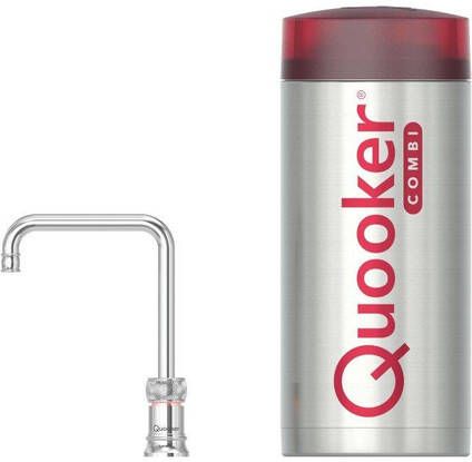 Quooker Classic Nordic Square kokendwaterkraan draaibare uitloop Combi reservoir Warm kokend water Chroom 22CNSCHR
