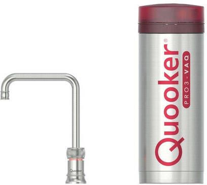 Quooker Classic Nordic Square kokendwaterkraan draaibare uitloop PRO3 reservoir Warm kokend water RVS 3CNSRVS