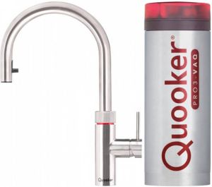 Quooker NL Flex keukenkraan koud en kokend water inclusief uittrekbare uitloop met PRO3 reservoir RVS 3XRVS