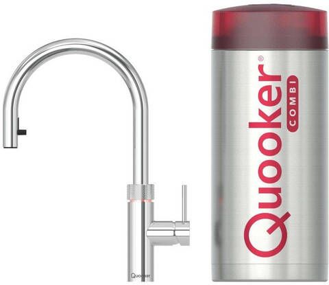 Quooker flex kokendwaterkraan draaibare & uittrekbare uitloop Combi+ reservoir Warm kokend water Chroom 22+XCHR