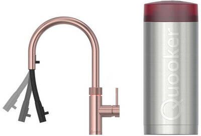 Quooker flex kokendwaterkraan draaibare & uittrekbare uitloop Combi reservoir Warm kokend water rosé koper 22XRCO