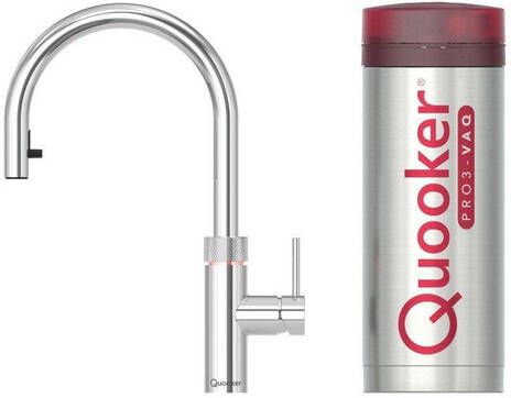 Quooker flex kokendwaterkraan draaibare & uittrekbare uitloop PRO3 reservoir Warm kokend water Chroom 3XCHR